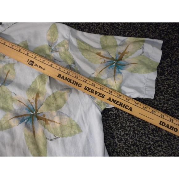 Tommy Bahama Shirt Mens M Blue Silk Hawaiian Button Up Loop Collar Tropical - Picture 10 of 10